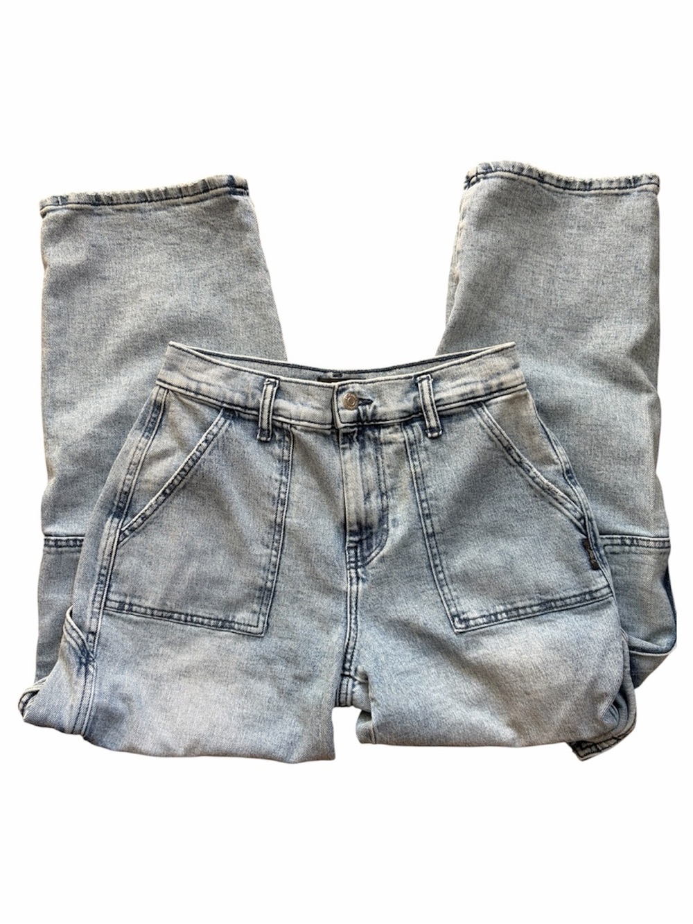 Silver Jeans Co. Light Wash Denim Cargo Jeans Utility Wide Leg Y2K Baggy Casual